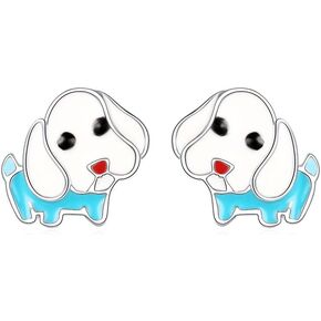 BG&WLing أقراط الكلب للفتيات من الفضة الإسترلينية أقراط على شكل جرو لا تسبب الحساسية مجوهرات حيوانات لطيفة هدايا لمحبي الحيوانات هدية العودة إلى المدرسة in Kuwait