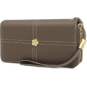 Pomelo Best Women's Wallet RFID Blocking Clutch Wallets Genuine Leather Wristlet Wallet Large Capacity Purse for Women with Multiple Card Holder and Zipper Pocket, Beige