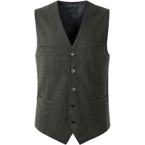 Mens Irish Tweed Vest Herringbone Wool Celtic Waistcoat Full Back