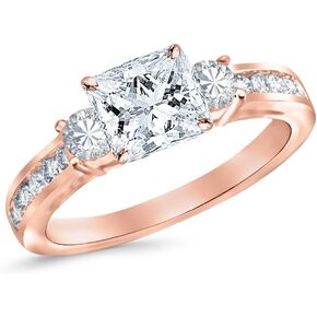1.13 Carat 3 Stone Channel Set Princess Cut Diamond Engagement Ring with a 0.50 Carat Princess Cut E Color VVS2 Clarity Center Stone
