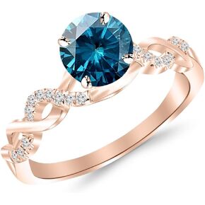 2.13 Carat 14K White Gold Twisting Infinity Gold and Diamond Split Shank Pave Set Diamond Engagement Ring with a 2 Carat Blue Diamond Center (Heirloom Quality)