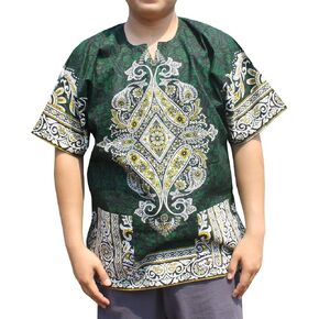 قميص RaanPahMuang Dashiki بألوان مشعة كاجوال وطباعة بيزلي معقدة in Kuwait