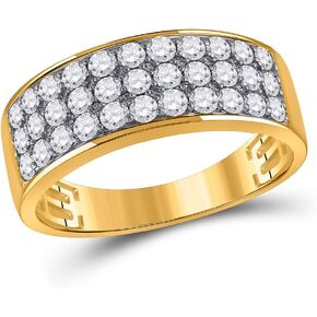Jewels By Lux 14K Yellow Gold Mens Round Diamond Pave Band Ring 1-3/8 Cttw