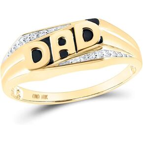 Solid 10k Yellow Gold Mens Round Diamond Dad Father Ring .01 Cttw