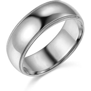 14k Yellow or White Gold 7mm Comfort FIT Plain Milgrain Wedding Band