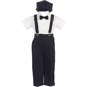 Suspenders Pants Set - Toddler Wedding Outfit Boy - Baby Boy Formal Outfits - Easter Church Dress Clothes Tie