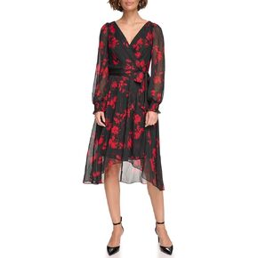DKNY Long Balloon Sleeve with Wrap Skirt