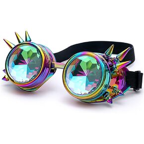 نظارات المشكال Steampunk نظارات الهذيان نظارات قوس قزح بريزم حيود EDM عدسات مخدرة
