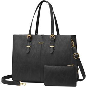 LOVEVOOK Laptop Bag for Women,Vintage Tote Bag for Work,Waterproof Handbags Shoulder Bag,Leather Business Office Briefcase Computer Bag