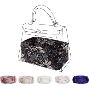 Purse Organizer Insert For Kelly mini/25/28/32/35 bags, Lightweight Bag Shaper, Soft Women Luxury Handbag Tote Inner Bag (KLmini1, Blooming)