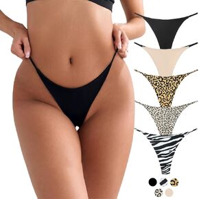 Mordlanka G-String Thongs for Women Cotton No Show Thong Underwear Seamless Low Rise Panties 5 Pack