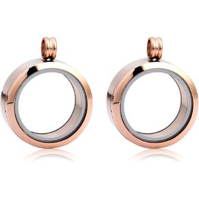Africanbeads 2PCS 30MM Floating Charm Memory Glass Locket Necklace, 316L Stainless Steel Necklace that Holds 6-8 Pearls or Pictures Photos for Women/Girls