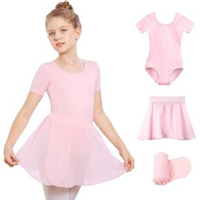 Stelle Girls Ballet Leotards Toddler Dance Outfit Combo with Pull on Skirt and Tights (Toddler/Little Kid/Big Kid)