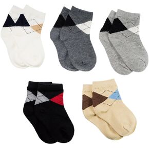 LALUNA BRIDE Kids Boys Cotton Dress Crew Socks 5 Pairs Value Pack Assorted Colors