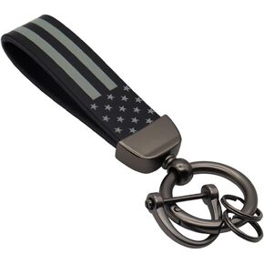 Elegananccy American USA Flag Car Keychain with Zinc Alloy Ring Fit for Truck, Ford, Jeep, Men Car Accessories