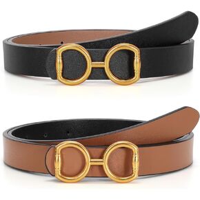 Reversible Leather Belt for Women, Fashion Ladies Belt for Jeans Pants Dress Width:0.9"
