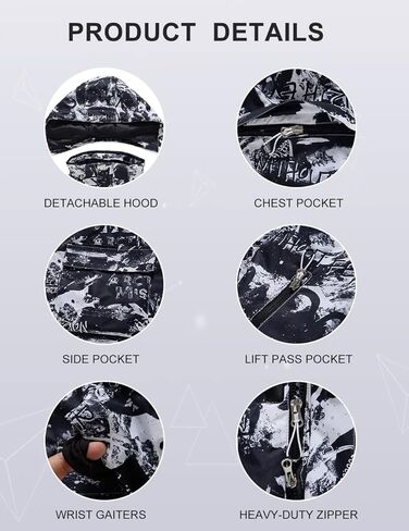 طقم جاكيت وسروال بدلة تزلج للرجال من HOUZONIY معزول مقاوم للماء، بدلة ثلج مبطنة للتزلج والتزلج على الجليد والمشي لمسافات طويلة والتسلق in Kuwait