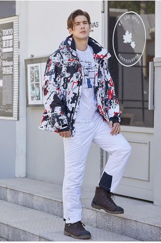 طقم جاكيت وسروال بدلة تزلج للرجال من HOUZONIY معزول مقاوم للماء، بدلة ثلج مبطنة للتزلج والتزلج على الجليد والمشي لمسافات طويلة والتسلق in Kuwait