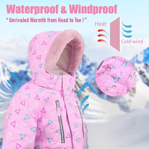 Yueta Baby Snowsuit One Piece Kids Snow Pants Overalls Ski Suit Jackets Jumpsuits Waterproof in Saudi Arabia