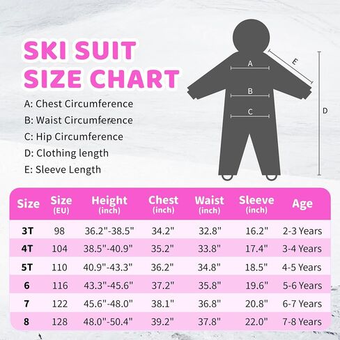 Yueta Baby Snowsuit One Piece Kids Snow Pants Overalls Ski Suit Jackets Jumpsuits Waterproof in Saudi Arabia