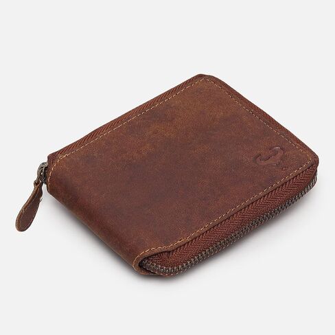 ALPHAHIDE Men RFID Blocking Wallet - Genuine Cowhide Leather - Bifold Zip-Around - Zipped Coin Pocket (Tan Hunter) in Saudi Arabia