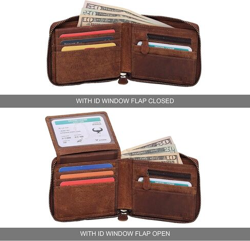 ALPHAHIDE Men RFID Blocking Wallet - Genuine Cowhide Leather - Bifold Zip-Around - Zipped Coin Pocket (Tan Hunter) in Saudi Arabia