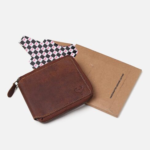 ALPHAHIDE Men RFID Blocking Wallet - Genuine Cowhide Leather - Bifold Zip-Around - Zipped Coin Pocket (Tan Hunter) in Saudi Arabia