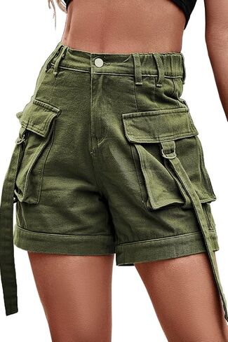 YOCUR Womens Cargo Shorts Summer Casual Jeans Denim Shorts Vintage Loose Button Zipper Shorts in Saudi Arabia