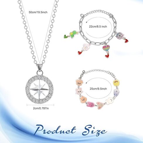 فاتي مجموعة هدايا من 3 قطع من سكزو على شكل حيوانات وسوار من الاكريليك، سوار من خليط معدني مع دلايات لطيفة من الاكريليك بتصميم ديناصورات ماكسيدنت ستاي، قلادة بوصلة كيه بوب للمعجبين والفتيات in Kuwait