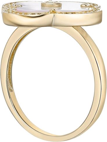 Lavari Jewelers Malachite, Black Onyx or Mother of Pearl and Cubic Zirconia Flower Ring for Women in 925 Sterling Silver with Gold Plating Size 5 to 10 in Saudi Arabia