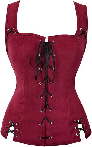 Kranchungel Women Pirate Renaissance Vest Costume Peasant Bodice Medieval Steampunk Pirate Vest Viking Cosplay Costumes in Saudi Arabia