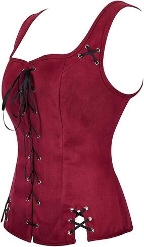 Kranchungel Women Pirate Renaissance Vest Costume Peasant Bodice Medieval Steampunk Pirate Vest Viking Cosplay Costumes in Saudi Arabia