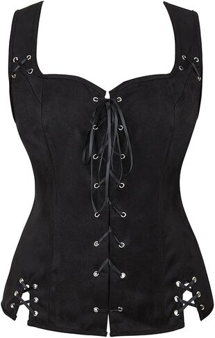 Kranchungel Women Pirate Renaissance Vest Costume Peasant Bodice Medieval Steampunk Pirate Vest Viking Cosplay Costumes in Saudi Arabia