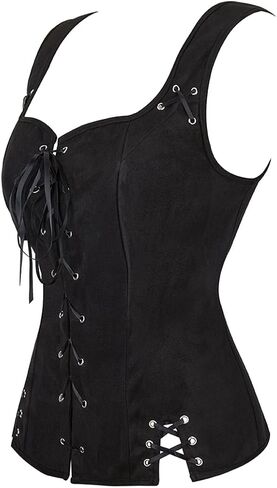 Kranchungel Women Pirate Renaissance Vest Costume Peasant Bodice Medieval Steampunk Pirate Vest Viking Cosplay Costumes in Saudi Arabia