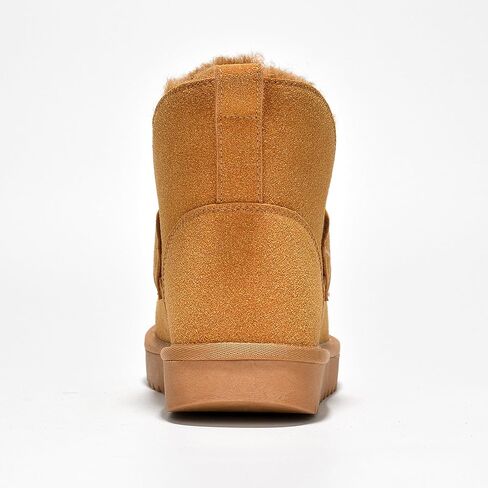 Cape Robbin Prumery Mini Chunky Boots for Women with Gem-Adorned Buckles - Cozy Boots with Memory Foam Insole - Faux Fur Lined Suede Booties - Ladies Winter Boots in Saudi Arabia