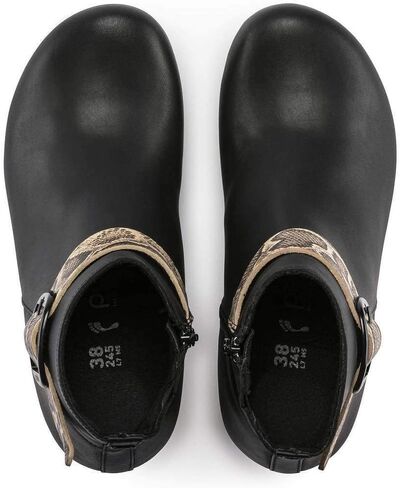 Birkenstock ELLI Women's Big Buckle, Leather, Zip Up Ankle Boots, Black Snake, Narrow Fit in Kuwait