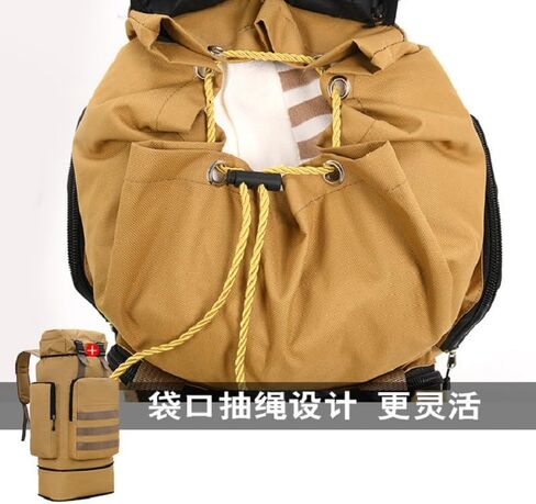 حقائب التسلق Aeseark - 70L حقيبة ظهر للمشي لمسافات طويلة مقاومة للماء للتخييم العسكري وحقيبة السفر Daypack (أسود-70L) in Kuwait