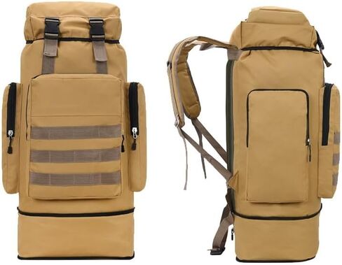 حقائب التسلق Aeseark - 70L حقيبة ظهر للمشي لمسافات طويلة مقاومة للماء للتخييم العسكري وحقيبة السفر Daypack (أسود-70L) in Kuwait