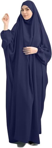 Qianliniuinc Women Muslim One-Piece Full Cover Long Dress - Loose Hooded Dress Abaya Prayer Robe Islamic Clothes One-Size in Kuwait