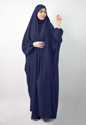 Qianliniuinc Women Muslim One-Piece Full Cover Long Dress - Loose Hooded Dress Abaya Prayer Robe Islamic Clothes One-Size in Kuwait