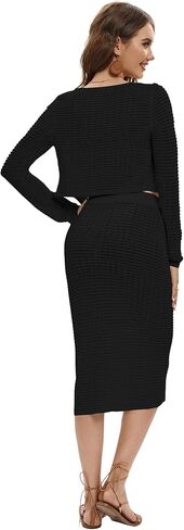 طقم ملابس سباحة نسائية مكونة من قطعتين من الكروشيه مكون من قطعة علوية بدون أكمام محبوكة وتنورة للشاطئ in Kuwait