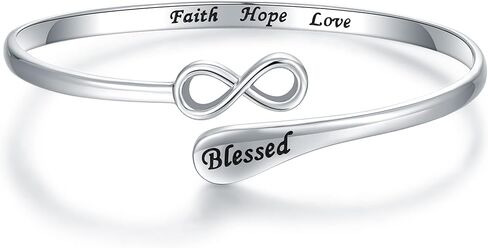 925-الفضة الاسترليني الصليب المبارك الإسورة سوار - الإيمان المسيحي الأمل الحب تشجيع المجوهرات إنفينيتي أساور ملهمة للنساء أخت صديقة هدية in Kuwait