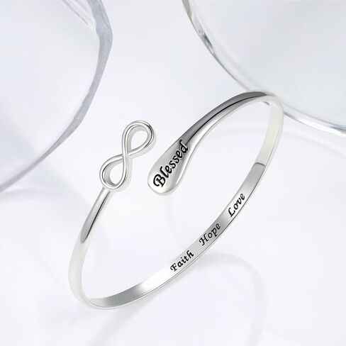 925-الفضة الاسترليني الصليب المبارك الإسورة سوار - الإيمان المسيحي الأمل الحب تشجيع المجوهرات إنفينيتي أساور ملهمة للنساء أخت صديقة هدية in Kuwait