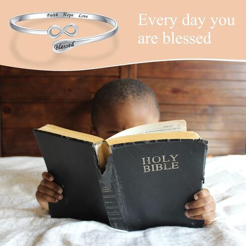 925-الفضة الاسترليني الصليب المبارك الإسورة سوار - الإيمان المسيحي الأمل الحب تشجيع المجوهرات إنفينيتي أساور ملهمة للنساء أخت صديقة هدية in Kuwait