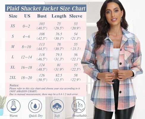 RISSCAN Womens Plaid Shacket Jacket Casual Button Down Shirts Long Sleeve fall fashion clothes in Saudi Arabia