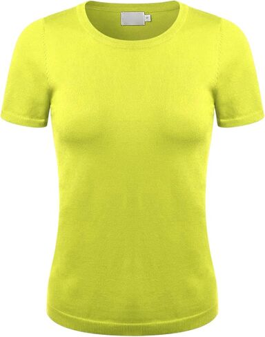 سترة نسائية كلاسيكية علوية سادة بياقة دائرية وأكمام قصيرة، بلوفر ناعم ومطاط، مقاس نحيف، حاشية مضلعة (S-XL) in Kuwait