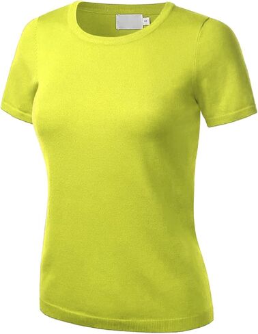 سترة نسائية كلاسيكية علوية سادة بياقة دائرية وأكمام قصيرة، بلوفر ناعم ومطاط، مقاس نحيف، حاشية مضلعة (S-XL) in Kuwait