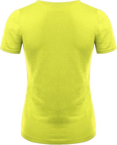 سترة نسائية كلاسيكية علوية سادة بياقة دائرية وأكمام قصيرة، بلوفر ناعم ومطاط، مقاس نحيف، حاشية مضلعة (S-XL) in Kuwait