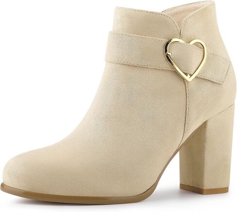 Allegra K Women's Buckle Side Zip Chunky Heels Ankle Boots in Saudi Arabia