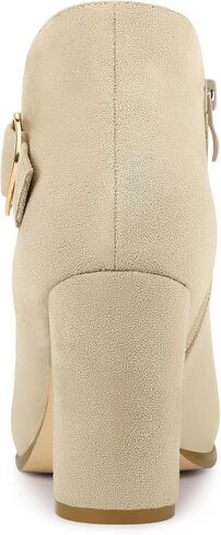 Allegra K Women's Buckle Side Zip Chunky Heels Ankle Boots in Saudi Arabia